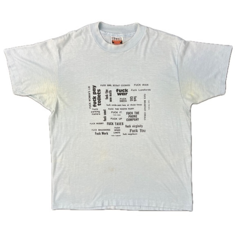 F🤬🤗K EVERYTHING rare Vintage 80s Spell Out Explicit Graphic Tee